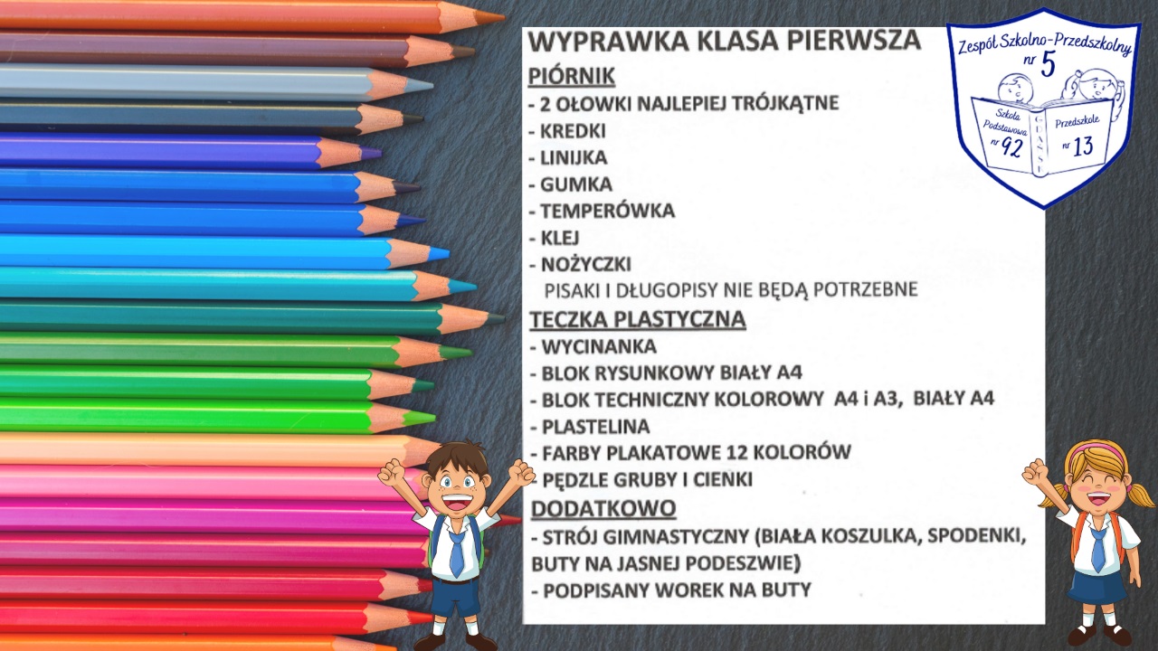 Wyprawka Do Klasy 1 Szko a Podstawowa Nr 92 Im Kard Stefana 