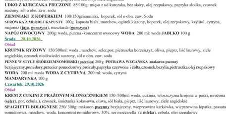 Jadłospis 23.10 - 30.10