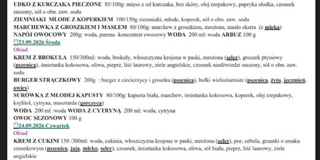 Jadłospis 21 - 25 września