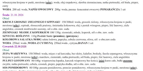 Jadłospis 19.10 - 23.10
