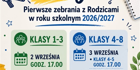 Pierwsze zebrania z rodzicami  2026/27